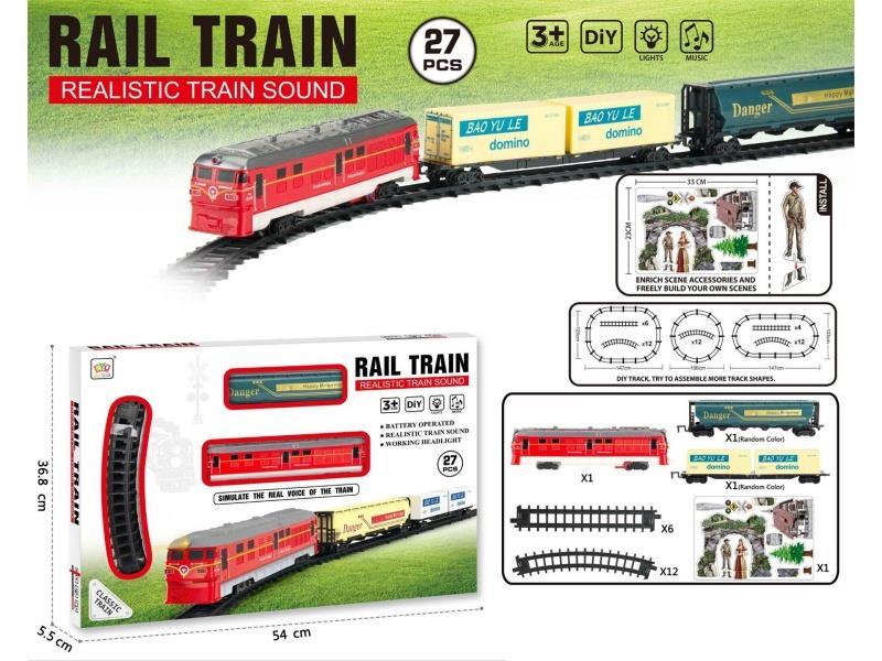Electric Light And Music Track Train (Electricity Not Included) Children'S Electric Simulation Retro High-Speed Train Passing Track Car