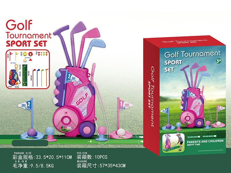 Pink Golf Bag +4 Clubs +8 Balls + Golf Mat