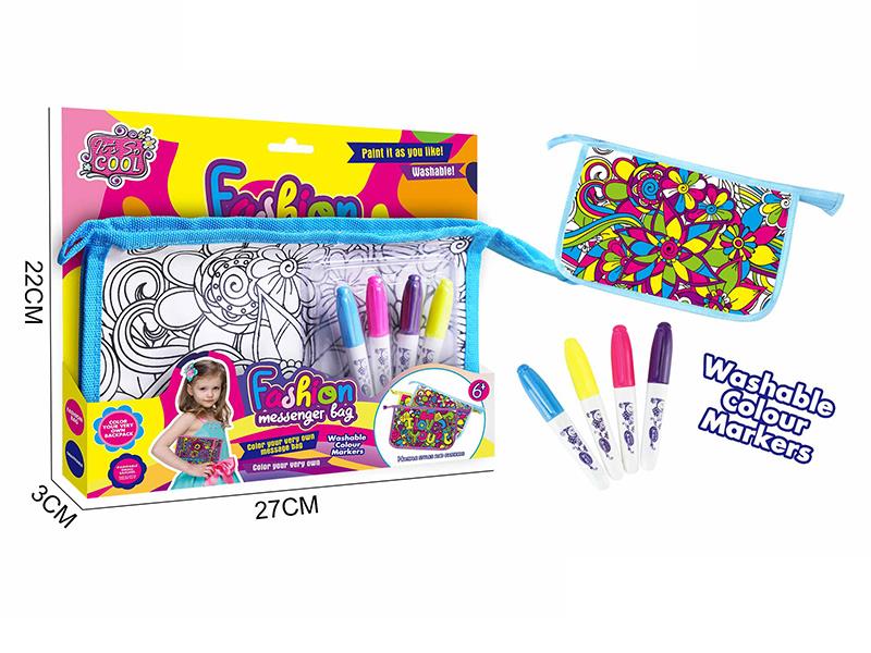 DIY Fashion Messenger Bag(4 Colors Washable Colour Markers)