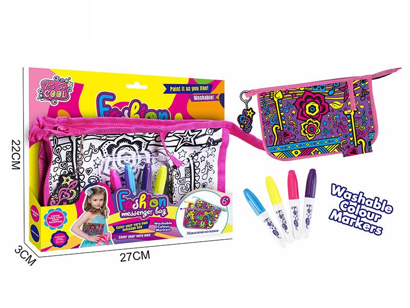 DIY Fashion Messenger Bag(4 Colors Washable Colour Markers)