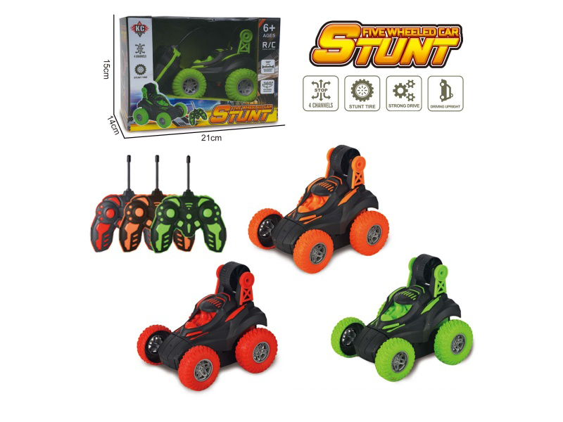 Remote Control Stunt Dump Truck Lighting And Music (Mixed Red, Green And Orange Colors)
