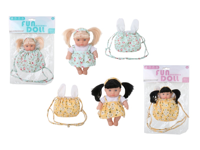 2 Pairs Of 8-Inch Full-Body Rubber Dolls (Without Male Features) With Backpacks