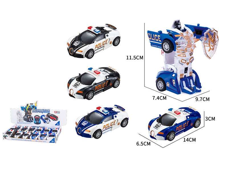 Friction Crash One Key Deformation Bugatti Police Cars 12pcs