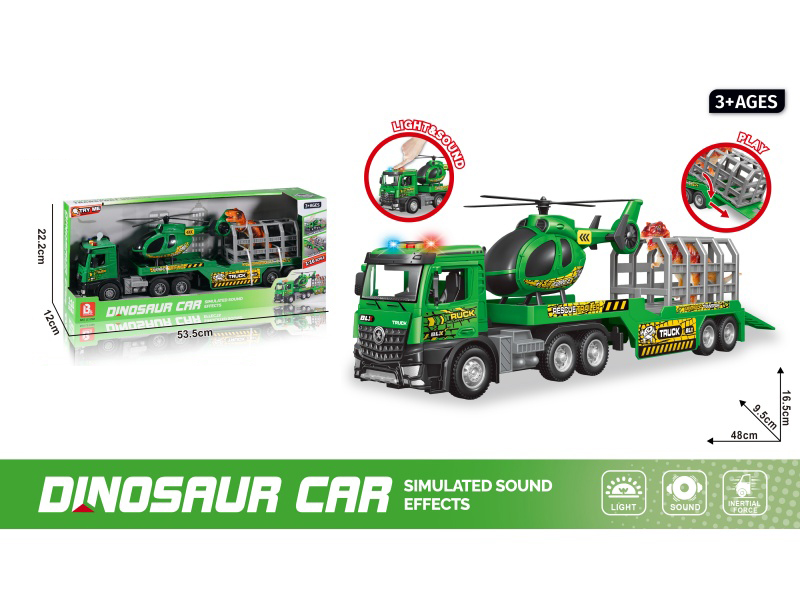 1:16 Sound And Light Inertial Door-Opening Dinosaur Transport Vehicle (Package 3*Ag13)