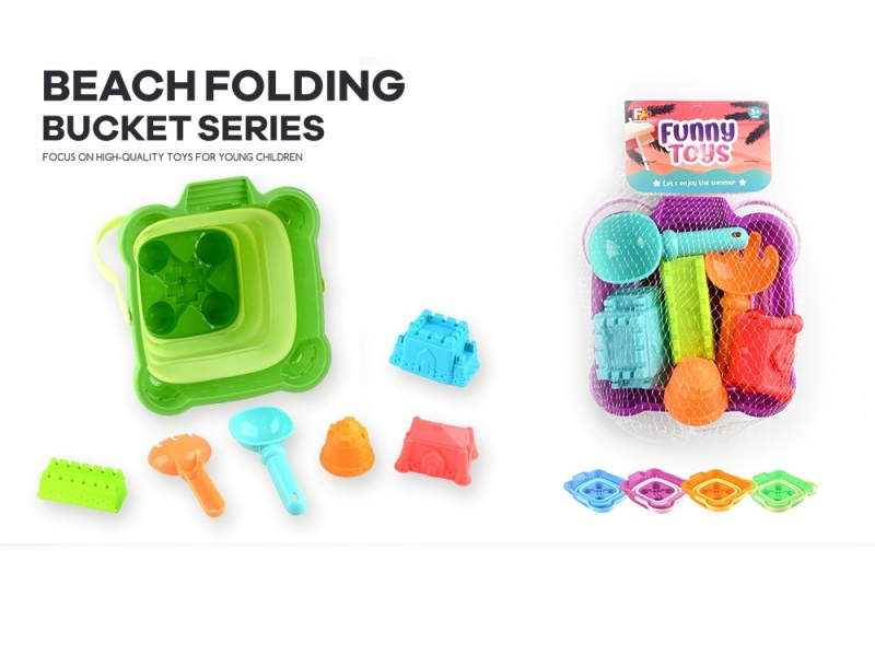 7Pcs Small Square Castle Folding Bucket 4Col