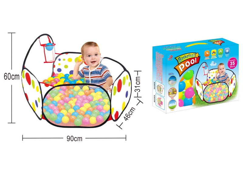 A 90CM Kids Basketball Pool With 35 6CM Ocean Ball