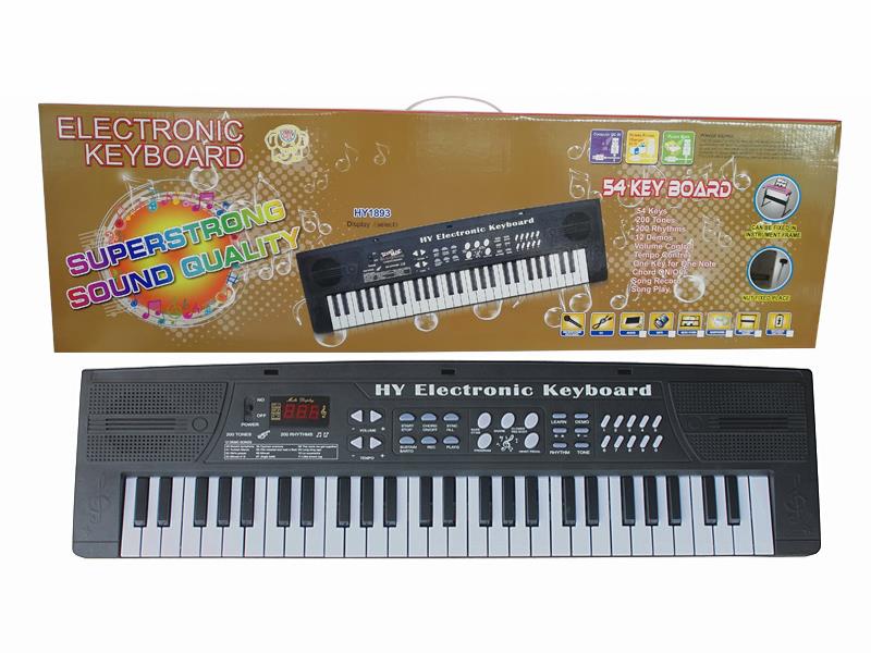 54 Keys Dual Speaker Electronic Organ(Black, With USB, Microphone)