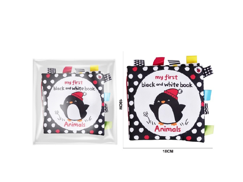 Black And White Label Cloth Book [English] Red Animals