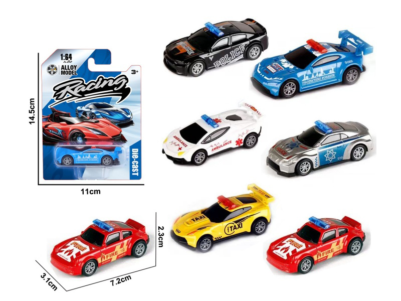 1:64 Pull Back Alloy Police Cars