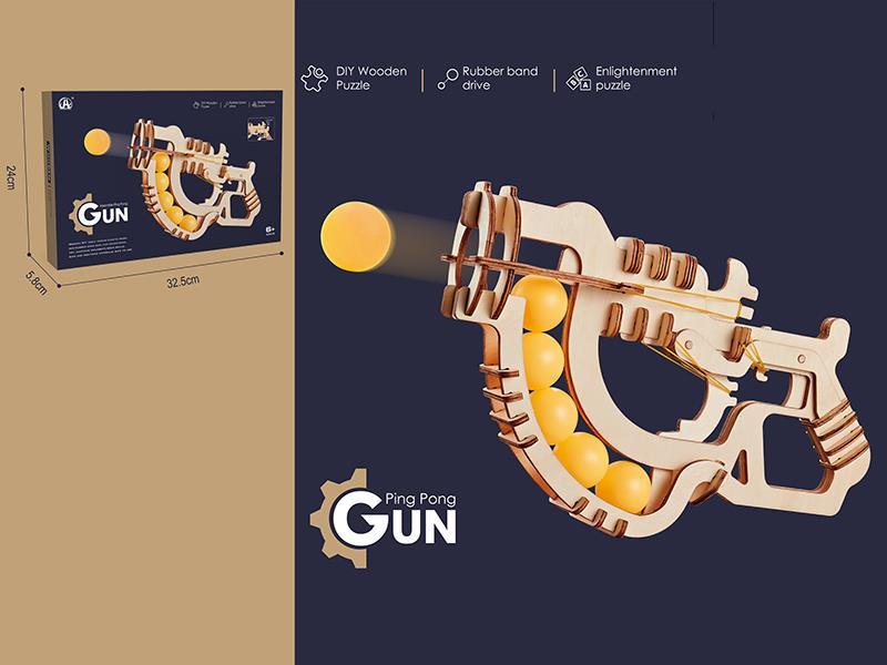 DIY Wooden Puzzle Ping-Pong Ball Gun