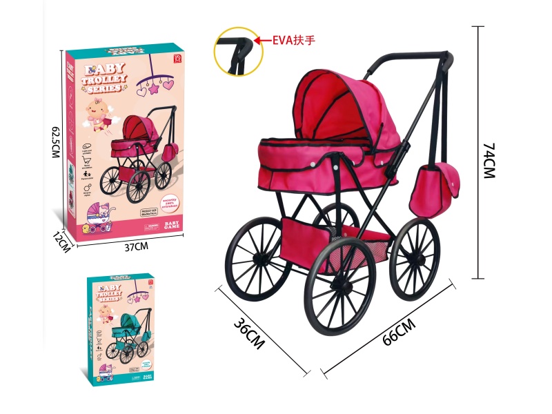Extra-Large Wheel Thick Cloth Trolley (Iron) Pure Red. Cloth