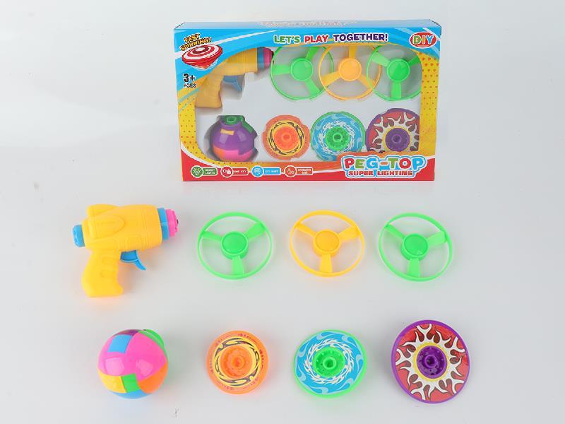 Super Lighting Spinning Top(3 Flying Saucer + 4 Peg-Top)