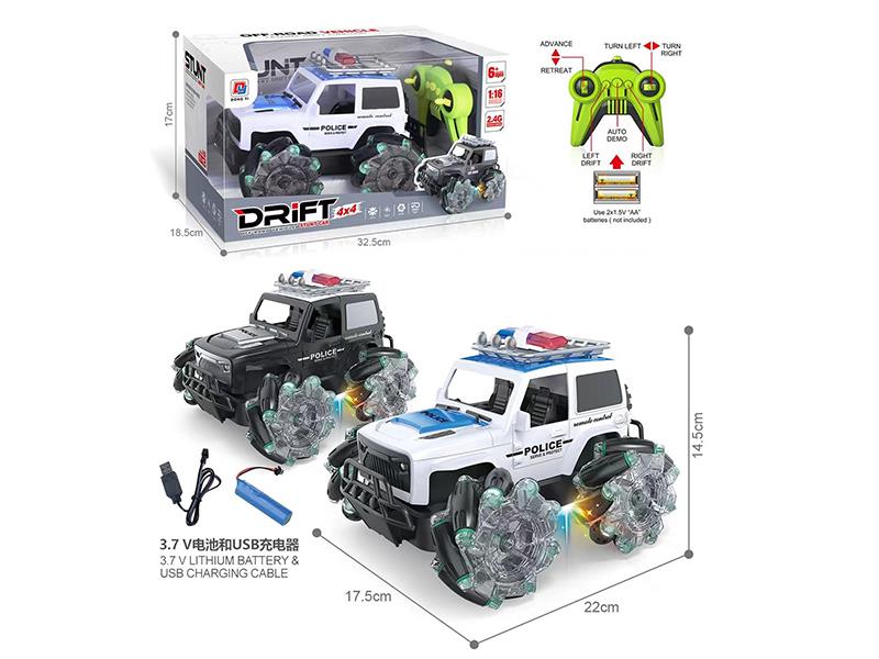 1:16 2.4G Remote Control Wrangler Off-Road Drift Police Car