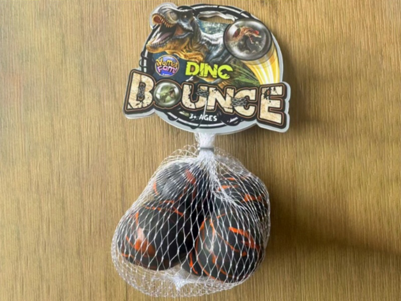 Bounce Ball 38Mm Dinosaur Card Mesh Bag, 4 Pieces, Rock Color