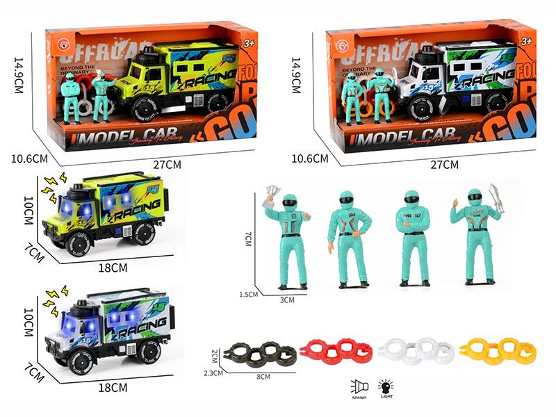Friction Touring Car With Light And Sound + Racing Driver + Tire