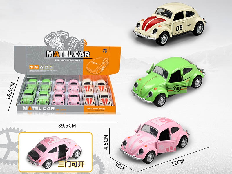 1:36 Pull Back Alloy Volkswagen Beetle Car With Sound And Lights(3 Doors Can Open)