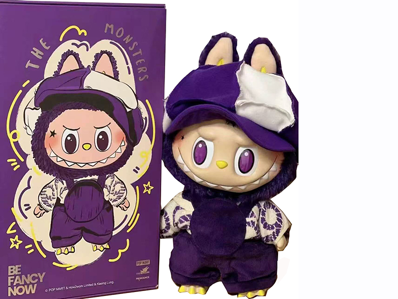 1:1 Outsize Limited Edition 40cm 24D Eyeball Plush Vinyl Face Stuffed Labubu Doll With Card, Two Sets Of Clothes, A Plush Hat