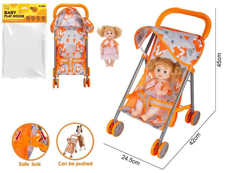Baby Sunshade Stroller(Iron) + Doll
