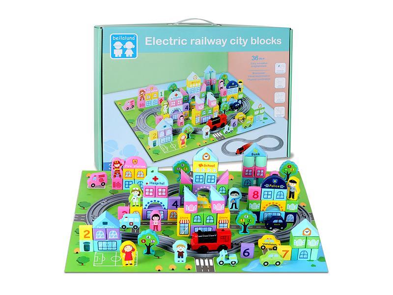 111PCS B/O Wooden Train Track Building Blocks