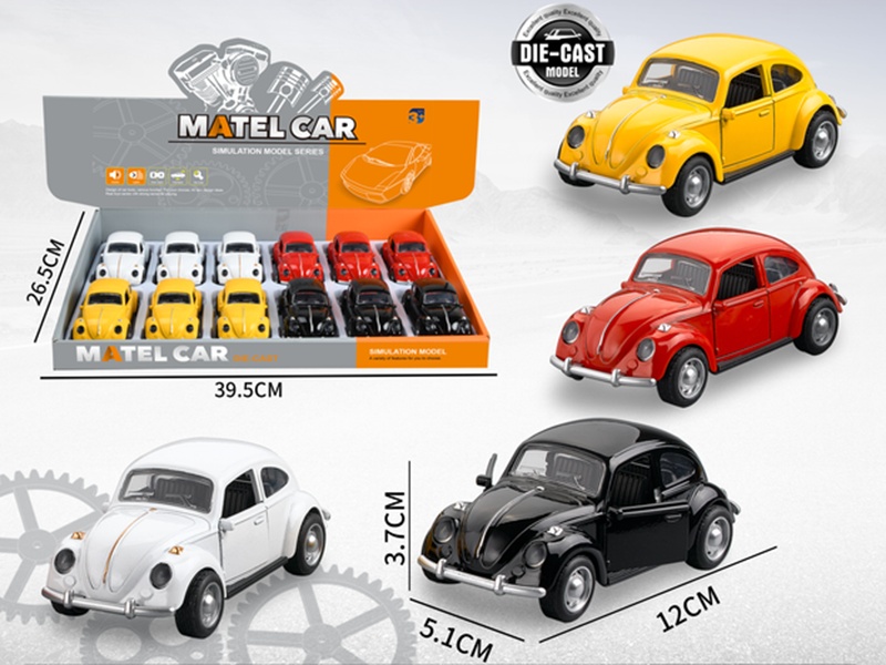 1:36 Volkswagen Beetle Pull Back Alloy Car With Sound And Lights(3 Doors Can Open)