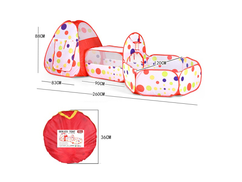 Red Three-piece Set (Square Tunnel) - Children's Tent Tunnel Ocean Ball Pool