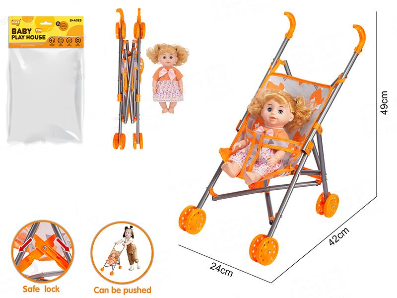 Baby Stroller(Plastic) + Doll