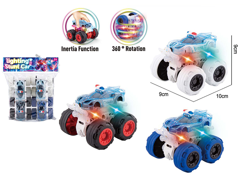 Dual Friction Stunt Off-Road Vehicle With Lights(Bugatti Police Car) 4pcs