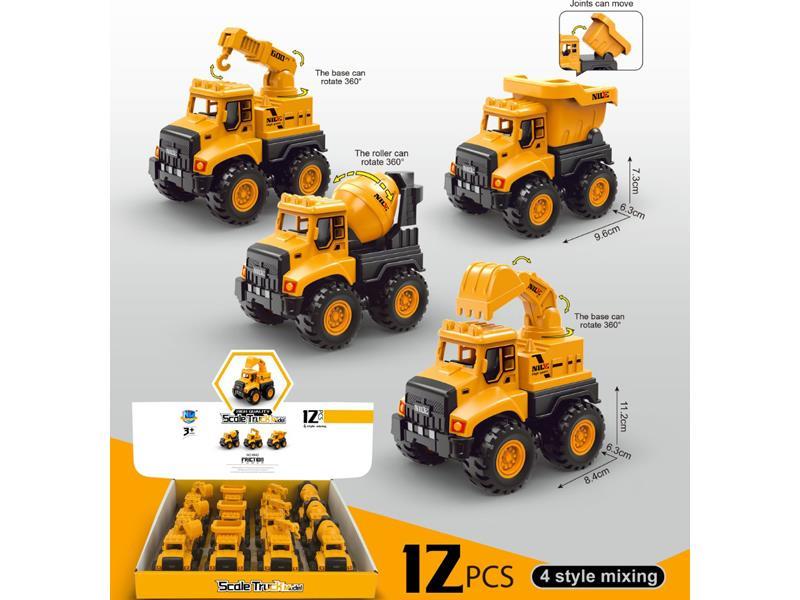 12PCS Simulated Friction Engineering Vehicle