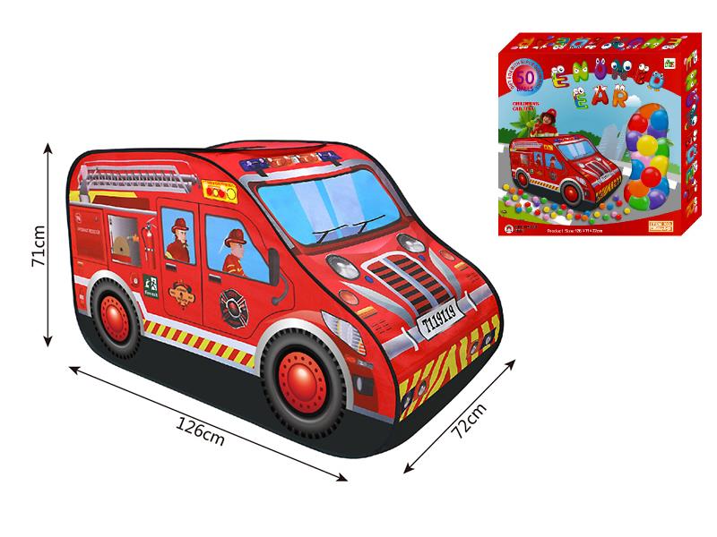 Large Fire Engine Shape Children Play Tent + 50 Balls