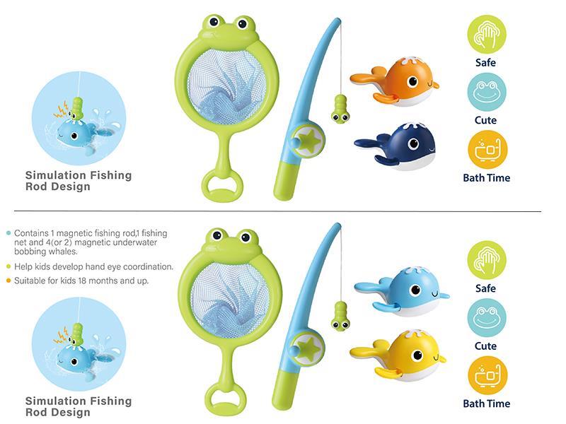 Frog Scoop Net + Fishing Rod +2 Fish(With Magnetic)