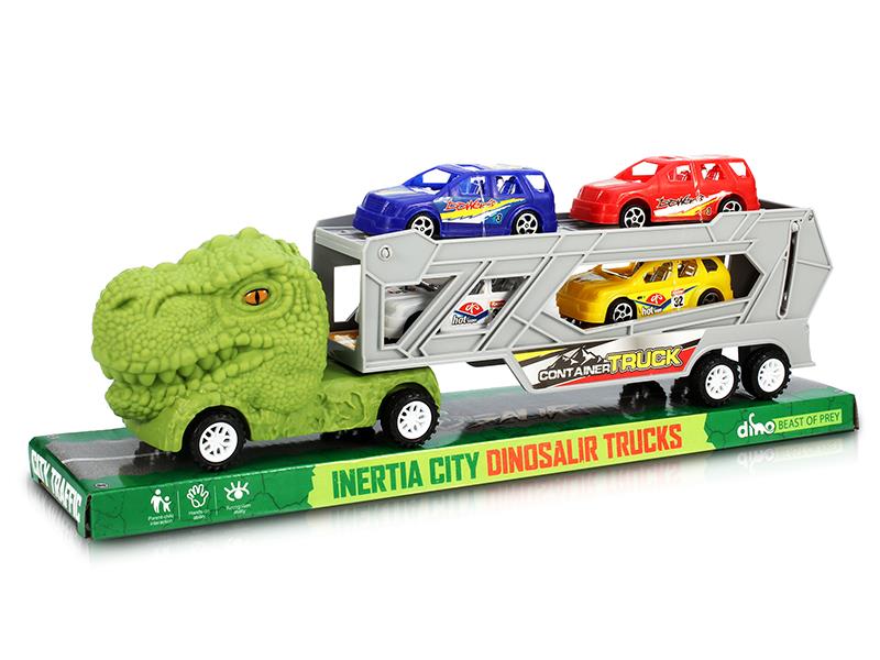 Friction Dinosaur Transport Truck With 4 Business Cars