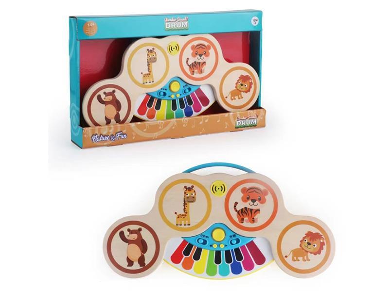 2 In 1 Magic Touch Wooden Drum&Piano With Light And Music