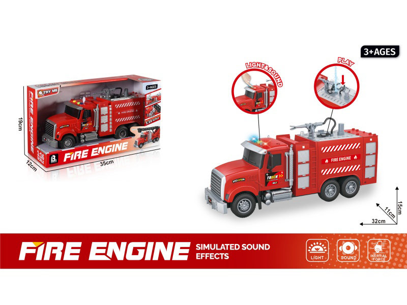 1:16 Sound And Light Inertial Water-Spraying Rescue Fire Engine (Package 3*Ag13)