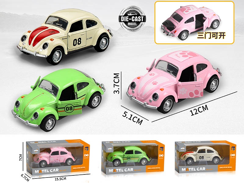 1:36 Pull Back Alloy Beetle Car(3 Doors Can Open)