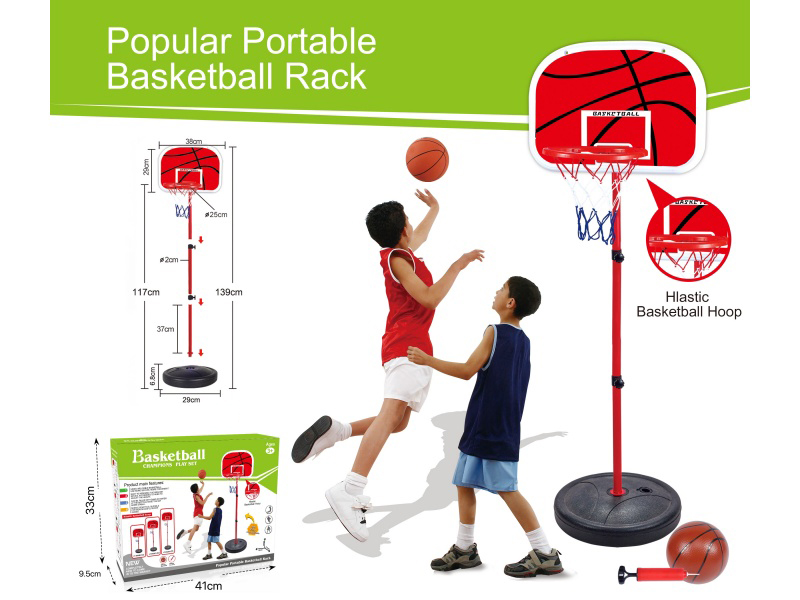 Plastic Frame Vertical Basketball Stand With Three Sections Of Iron Pipes