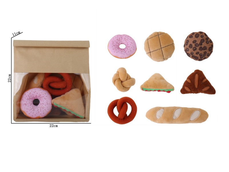 Bread (Donuts, Pineapple Bread, Chocolate Cookies, Caesar Bread, Sandwiches, Taro Black Leaf Bread, Pretzels, Baguette) 8-Piece Set
