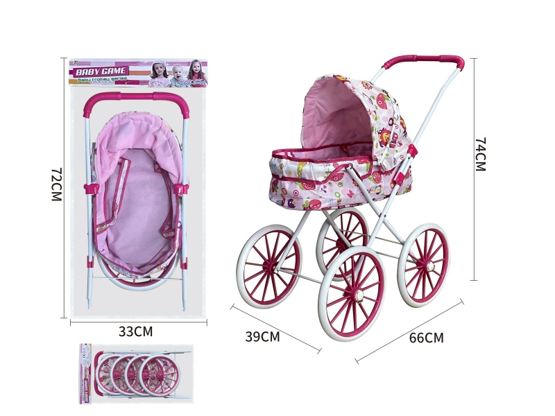 Animal Double Layer Cloth Iron Stroller Toy(Extra Large Wheel)