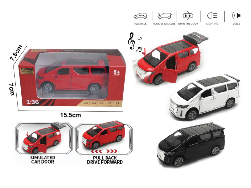 1:36 Huili Alloy Car Model - Elfa With Lights And Music (3-Color Mixed Set)