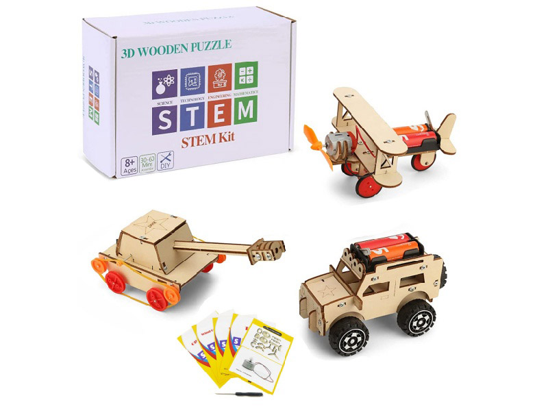DIY Wooden Puzzle Set(Monoplane / Tank / Off-Road Vehicle)