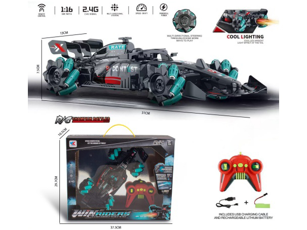 2.4G F1 Equation Remote Control Car · 360-Degree Rotating Side-Slip Drift Four-Wheel Drive System · Fully Charged