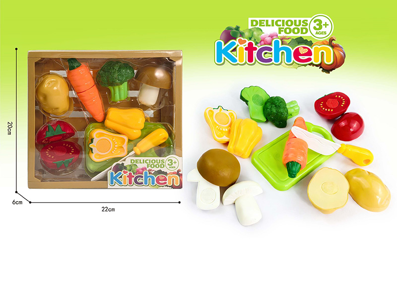 Simulation Wooden Box Cutting Vegetables Set