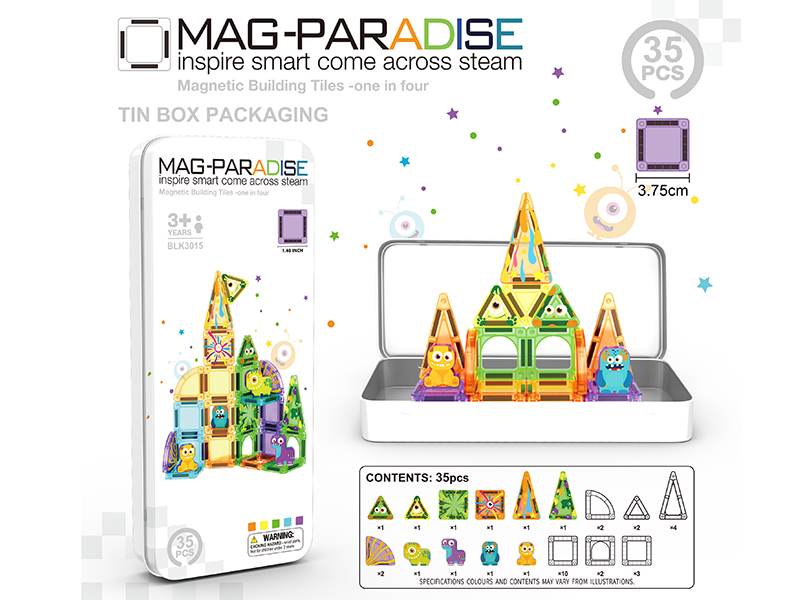 3.75cm Monster Theme Magnetic Building Blocks 35pcs
