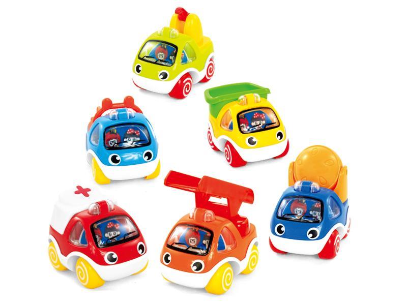 6PCS Pull Back Fire Engine And Engineering Truck