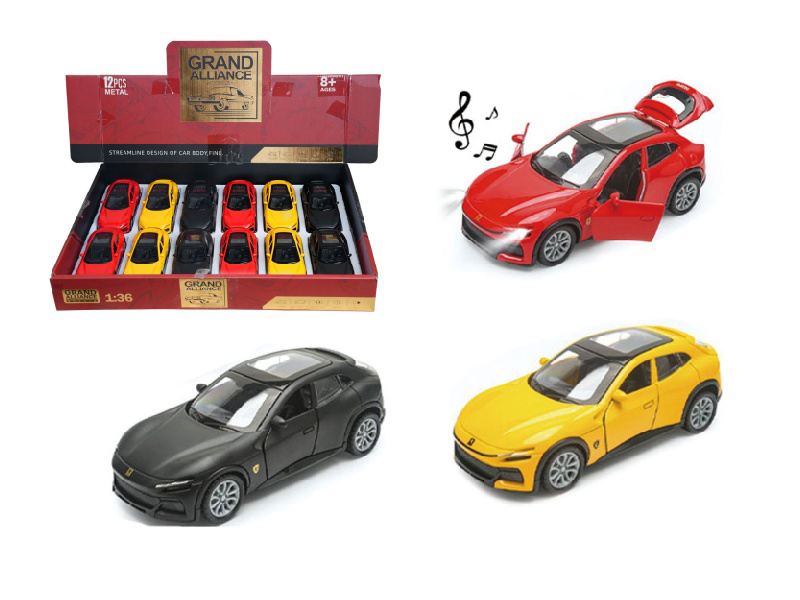 1:36 Ferrari Alloy Car Model With Lights And Music (3-Color Mixed Outfit)