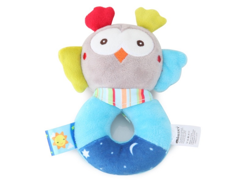 Sound-Sounding Owl Baby Soothing Round Rattle