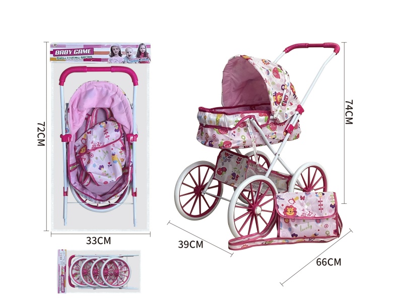 Animal Double Layer Cloth Iron Stroller Toy(Extra Large Wheel)