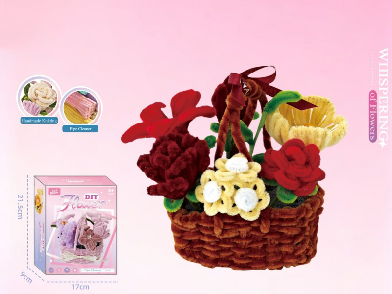 Diy Twisted Stick Flower Basket With Bright Brown Flower Clusters