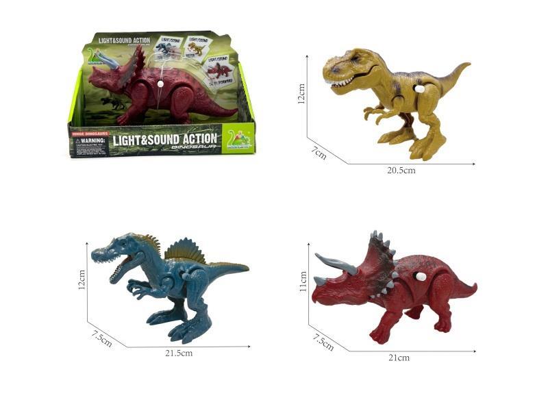 Winding Sound And Light Dinosaur (A Tyrannosaurus Rex /B Ridgeback /C Triceratops) Three Mixed