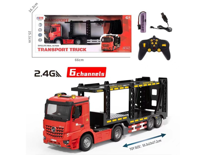 24Ghz 6CH Transport Truck, 6CH Remote Control Tractor Truck Simulation Transport Vehicle