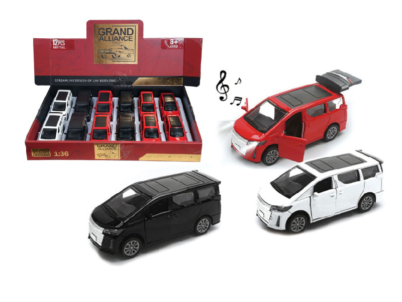 1:36 Huili Alloy Car Model - Elfa With Lights And Music (12 Pieces/Display Box) (3-Color Mixed Set)